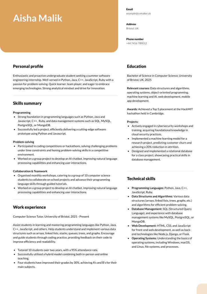 student english cv 2
