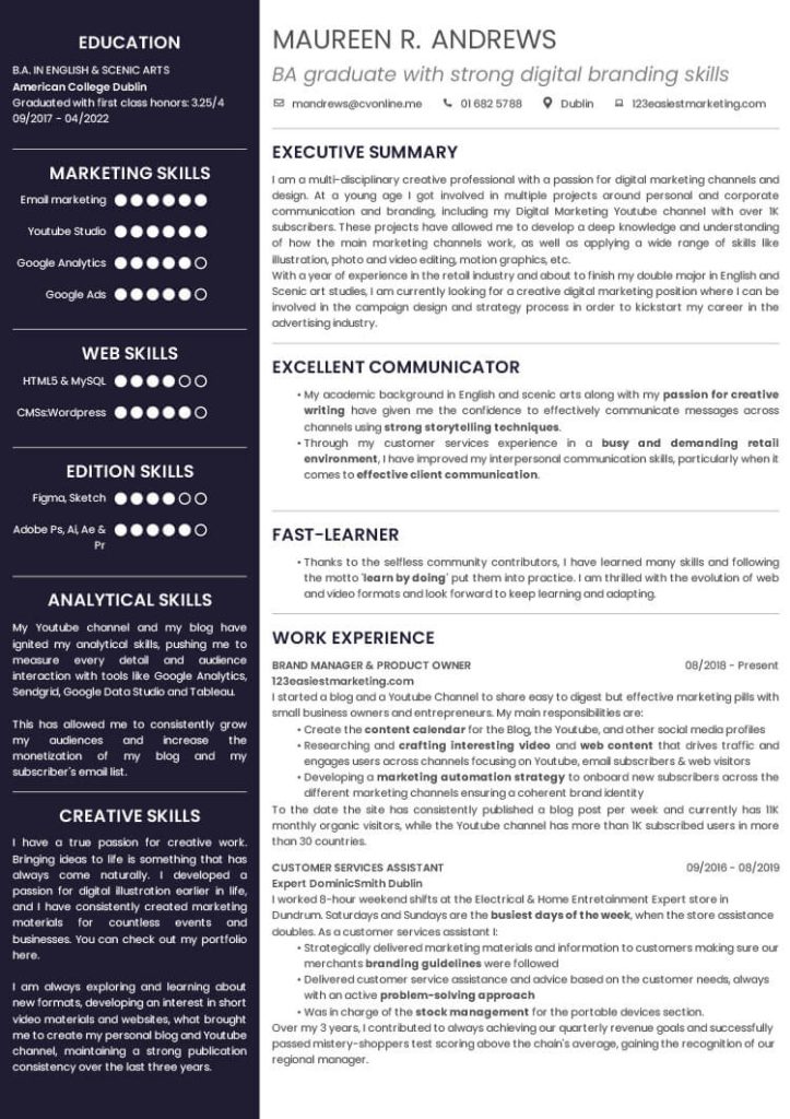 student english cv example 2